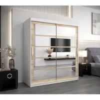 Minio Kleiderschränk 180 cm ROMA 2 Weiß / Sonoma Eiche