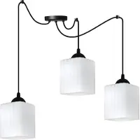 Light11 HOME Hängeleuchte Riffle Spinne schwarz 3-flammig mit weißen Würfelschirmen E27 – moderne Deckenleuchte für stilvolle Innenräume