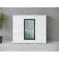 MINIO go for it , Kommode „VEVE“, 120 cm, Vitrine, mit Glasfront, Hochglanzfronten, Weiß Farbe