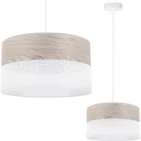 Light11 HOME Einzelne Hängelampe, Lampenschirm aus weißem Eichenfurnier, 30 cm