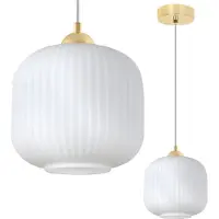 Light11 HOME Hängelampe RIFFLE Gold 1-flammig Weiß Zylinder 20cm E27