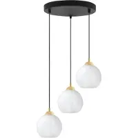 Light11 HOME Costa Schwarz-Goldene Hängelampe – 3-flammige Pendelleuchte mit weißen Kugeln E27