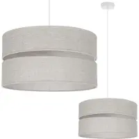 Light11 HOME Duo Leinen Hängelampe Weiss 1 Flache Licht Beige Lampenschirm L01 40Cm