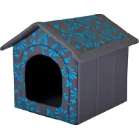 Stanislaw Jurga PillowPrim Hundehütte Hundehöhle Hundebett Hundehaus Katzenhöhle Tierbett XL - 60x55 cm blau geblümt