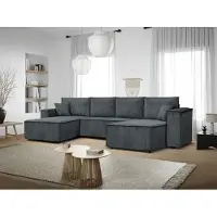 MargaretHadas24 Ecksofa Passio U-Form mit Schlaffunktion und Bettkasten 366 cm Wohnlandschaft bis in die Wohnung Sofa (Poso 60 - dunkelgrau)