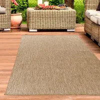 Carpetia In- und Outdoorteppich Niedrigflor wetterfest einfarbig in Beige Größe - 200 x 280 cm