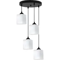 Light11 HOME Hängeleuchte Riffle schwarz 4-flammig mit weißen Würfelschirmen E27 OW – elegante Pendelleuchte für moderne Innenbeleuchtung