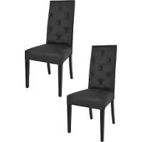 STOCK LINE t m c s Tommychairs - 2er Set Moderne Stühle CHANTAL für Küche und Esszimmer, robuste Struktur aus lackiertem Buchenholz Farbe Schwarz, gepolstert und mit schwarzem Kunstleder bezogen