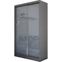MargaretHadas24 150 cm Kleiderschrank Vena inklusive 2 Schiebetüren Schwebetürenschrank (Farbe: graphit, lacobel graphit)