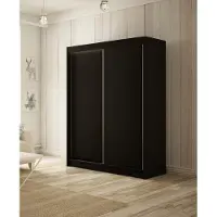 MargaretHadas24 Kleiderschrank Saturn 120 cm inklusive 2 Schiebetüren Lieferung bis in die Wohnung Kleiderstange Garderobe Schrank Mehrzweckschrank Hochschrank Schlafzimmer (Farbe: schwarz)