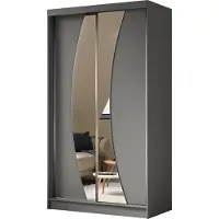 MargaretHadas24 120 cm Kleiderschrank Vex mit Spiegel inklusive 2 Schiebetüren Schwebetürenschrank (Farbe: graphit)