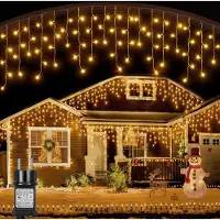 ROSNEK 10m 400 LED Eisregen Lichterkette 8 Beleuchtungsmodi 31V Lichtervorhang Wasserdicht mit Timer für Innen Weihnachten Party Hochzeit Deko