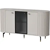 MINIO go for it , Kommode „ZAMA“ 150 cm, mit Glastür, dekorative abgerundete Seiten, Cashimire Farbe