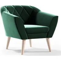 Sofello GUTTO Sessel aus Velour Samt grün KARO Relaxsessel Fernsehsessel im Skandinavischen Stil Polstersessel auf hohen Holzbeinen hohe Füẞe moderne Steppung