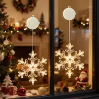 ROSNEK 2 Stücke LED Schneeflocke Lichterkette Fensterlicht mit Saugnapf Für Party Weihnachten Hängende Fenster Deko