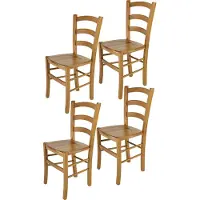 STOCK LINE t m c s Tommychairs - 4er Set Stühle VENICE für Küche und Esszimmer, robuste Struktur aus lackiertem Buchenholz im Farbton Eichenholz und Sitzfläche aus Holz