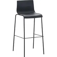 In And OutdoorMatch Klassischer Barhocker Emory - Schwarz - Modernes Design - Ergonomische Barstühle - 1er-Set - Mit Rückenlehne - Fußstütze - Für Küche und Bar - Sitzfläche aus Kunststoff