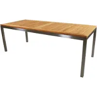 In And OutdoorMatch Tisch - 220x92 cm - Edelstahl -Teakholz