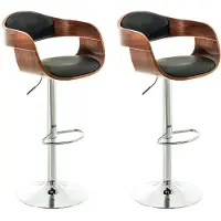 In And OutdoorMatch Luxus Barhocker Alana – Braun/Schwarz – Chrom – Modernes Design – 2er Set – Rückenlehne – Fußstütze – Für Küche und Bar – Gepolsterte Sitzfläche – Kunstleder