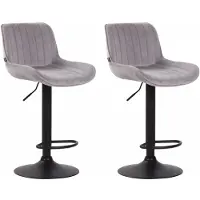 In And OutdoorMatch Barhocker Charity - Hellgrau Schwarz - Sitzhöhe 60-82 cm - 2er Set - Höhenverstellbar - Für Küche und Bar - Mit Rückenlehne - Ergonomische Barstühle