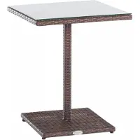 In And OutdoorMatch Glastisch Norris - Beistelltisch - Gartentisch Rattangeflecht - Braun - Couchtisch - 59x59x72cm