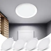 Rosikey 4x 230V LED Strahler Einbaustrahler 11cm 4W Ultradünne Spot Deckenleuchte, Flach LED Deckenspots Einbauspots Kaltweiß Einbauleuchten
