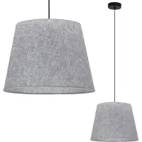 Light11 HOME Hängelampe, Leinenkegel, schwarz, 1 flach, grauer Lampenschirm L03 38 cm