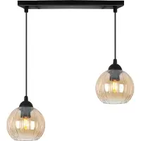 Light11 HOME Hängeleuchte Costa schwarz 2-flammig mit honigfarbenen Kugeln E27 – elegante Pendelleuchte für warme Innenbeleuchtung