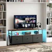 CDGlobal Kommode mit Schubladen, LED, Multifunktionaler schubladenschrank für Schlafzimmer und Wohnzimmer - Stabile und langlebige Sideboard, Vintage und Schwarz