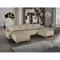 MargaretHadas24 Ecksofa U-Form Mediolan III Schlaffunktion Bettkasten Lieferung bis in die Wohnung 362 cm ( Paros 02 - beige )