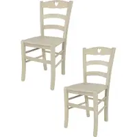 STOCK LINE t m c s Tommychairs - 2er Set Stühle CUORE für Küche und Esszimmer, robuste Struktur aus Buchenholz, in Anilinfarbe Weiss lackiert und Sitzfläche (Einbausitz) aus Holz