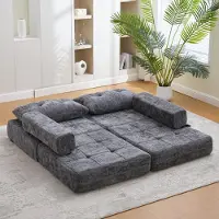 LVHOM Klappsofa 2 Stk. Multifunktion Bodensofa, Platzsparendes Gästebett mit Kissen, Polstersofa mit hochdichten Schaum, für Wohnzimmer Büro, Grau