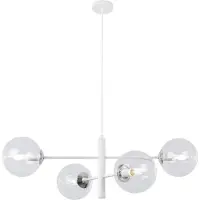 Light11 HOME Vicenza Hängelampe Weiss Chrom 4 Flache Klarlampe E14