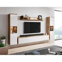MINIO go for it , 4-Teilig, Wohnwand "PARMA XL", mit LED-Beleuchtung, Wotan/Weiß Farbe