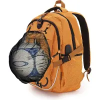 Nikcorp Kinderrucksack Abnehmbares Ballnetz USB-Anschluss Sport Orange