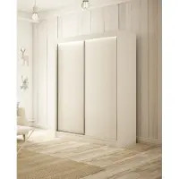 MargaretHadas24 Kleiderschrank Saturn 120 cm inklusive 2 Schiebetüren Lieferung bis in die Wohnung Kleiderstange Garderobe Schrank Mehrzweckschrank Hochschrank Schlafzimmer (Farbe: weiß)