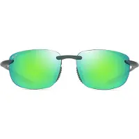 Maui jim MJ0676S HOOKIPA ULTRA Unisex-Sonnenbrille Randlos Eckig Kunststoff-Gestell, grün