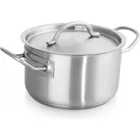 WAS Germany Bratentopf mit Deckel Cookware 53, Ø 28 cm, Chromnickelstahl