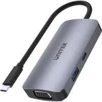 UNITEK P5 Trio, USB 3.2 Gen 1 (3.1 Gen 1) Type-C, 100 W, Grau, HDMI, USB 3.2 Gen 1 (3.1 Gen 1) Type-A, USB 3.2 Gen 1 (3.1 Gen 1) Type-C, VGA, Aluminium, 5 A
