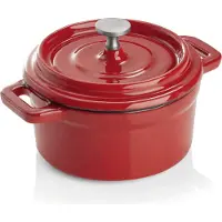 WAS Germany Cocotte rot Gusseisen ø 10 cm mit Deckel emailliert