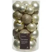 Décoris 30 Weihnachtskugeln glänzend matt-glänzend Kunststoff sortiert Perle (bruin)