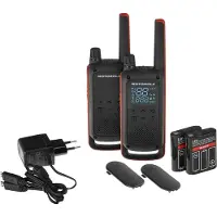 Motorola PMR-Funkgeräteset TALKABOUT T82, 2tlg, lizenzfrei, IPx2, 10 km, 16 Kanäle, schwarz/orange