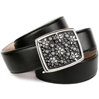Anthoni Crown Ledergürtel , Damen, Gr. 90, schwarz, Leder, unifarben, Gürtel Ledergürtel, mit handgefertigter Glasur-Schließe, florales Muster
