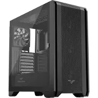 Preyon Nest Windy PC Gehäuse ATX Gaming Gehäuse Midi Tower PC Case Schwarz Computer Case 4x 120mm Lüfter Mesh Front Glasfenster Case PC Tower Desktop