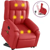 Syfax Massagesessel mit Aufstehhilfe Rot Kunstleder