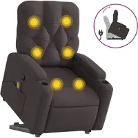 Syfax Massagesessel mit Aufstehhilfe Dunkelbraun Stoff