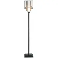 Casa Padrino Art Deco Tiffany Stehleuchte Weiß / Grau / Schwarz H. 171 cm - Tiffany Leuchten