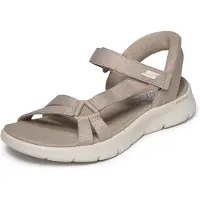 SKECHERS Damen Slip-Ins Sandalen GO WALK FLEX ILLUMINATE Taupe Textil Größe: 39