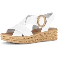 Gabor Keilsandalette , Damen, Gr. 41, Leder, weiß (creme), Nappaleder, Schuhe Keilsandalette, Plateau, Riemchensandale, Sommerschuh mit Zierschnalle