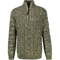 Lerros Sweatshirt "Herren Stricktroyer mit Zopfmuster", Herren, Gr. L, urban grün melange, 60% Baumwolle, 40% Polyacryl, Sweatshirts Sweatshirt